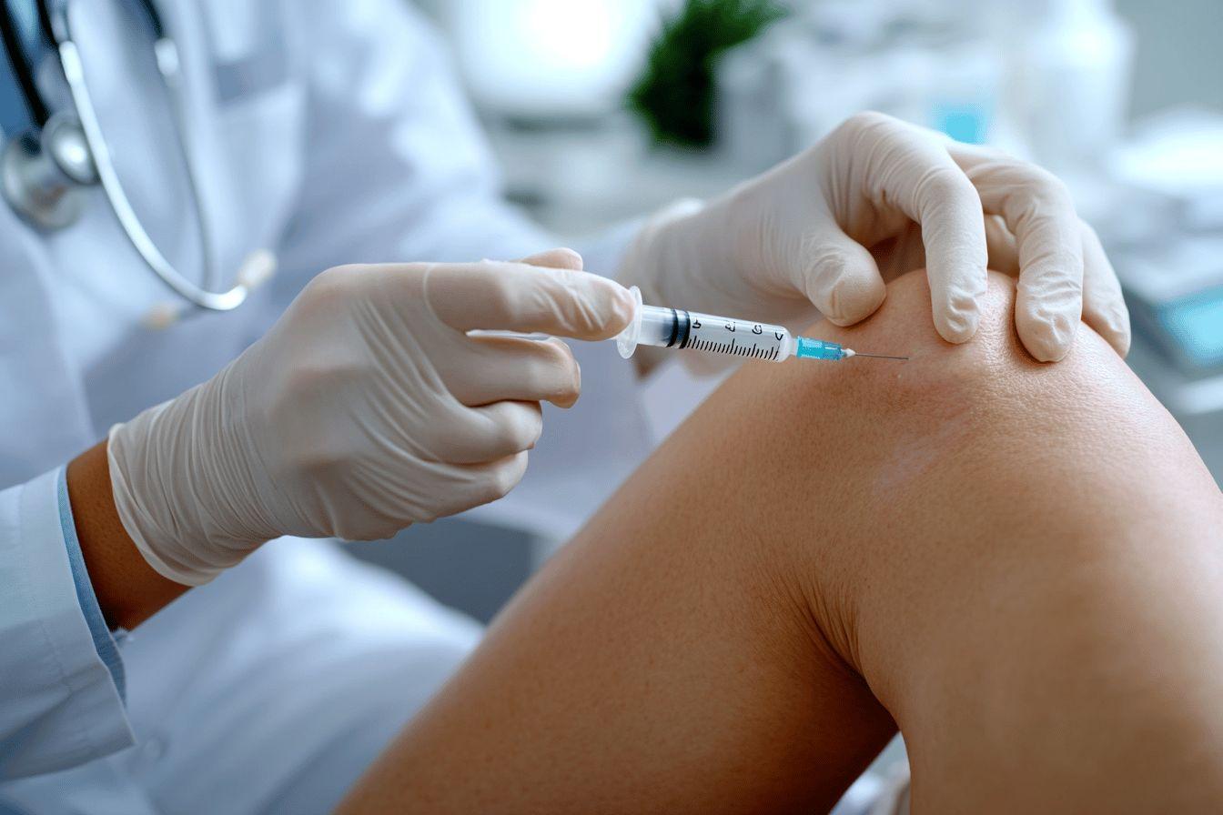 Médecin administrant un vaccin avec une seringue